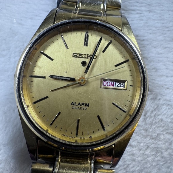 Seiko Other - Vintage Seiko Alarm Quartz Analog Watch Mens Gold Tone Day Date 5C23-8009‎ Japan